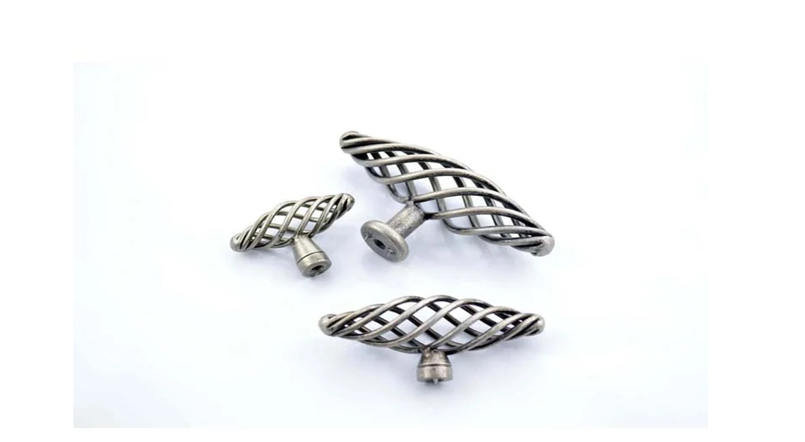 Provincial kitchen cabinet birdcage knobs antique pewter
